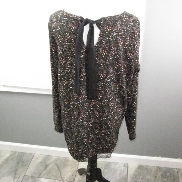 LC Lauren Conrad Black Floral Tie Back Tunic Size XL - Picture 4 of 6